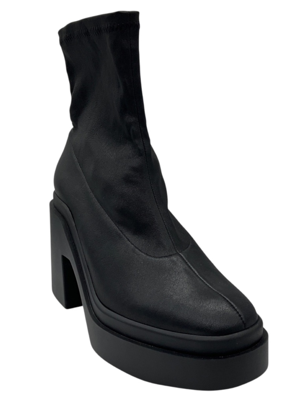 ROBERT CLERGERIE BLACK STRETCH LEATHER PLATFORM ANKLE BOOTS